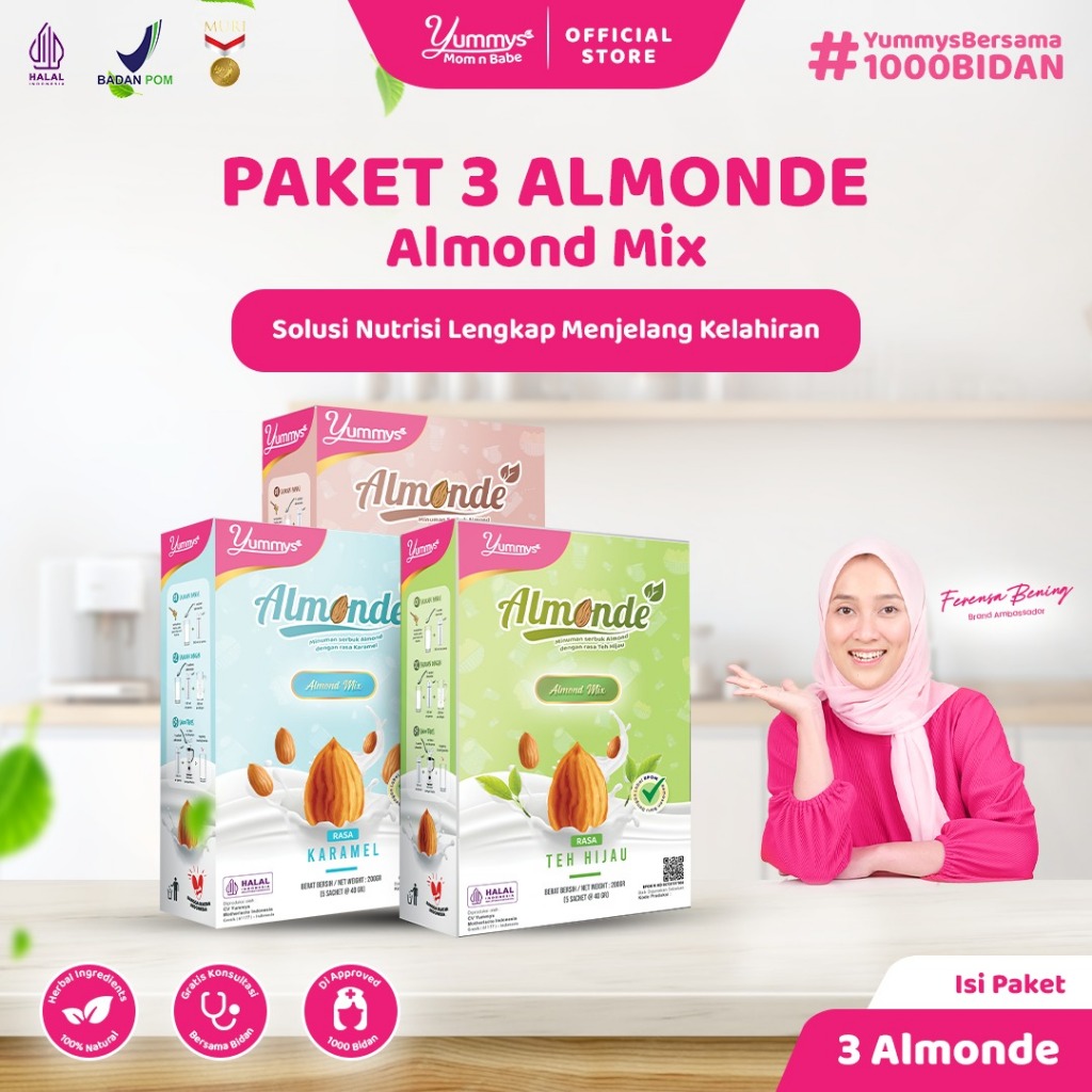 3 BOX ALMONDE  - Susu Almond Kaya Akan Nutrisi Lengkap | Minuman Sehat Rendah Gula