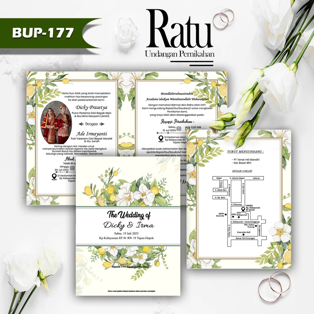 Undangan Pernikahan Murah Lipat 2, Elegan Termurah, Surat Undangan Nikah, Undangan Khitan, Aqiqah & 