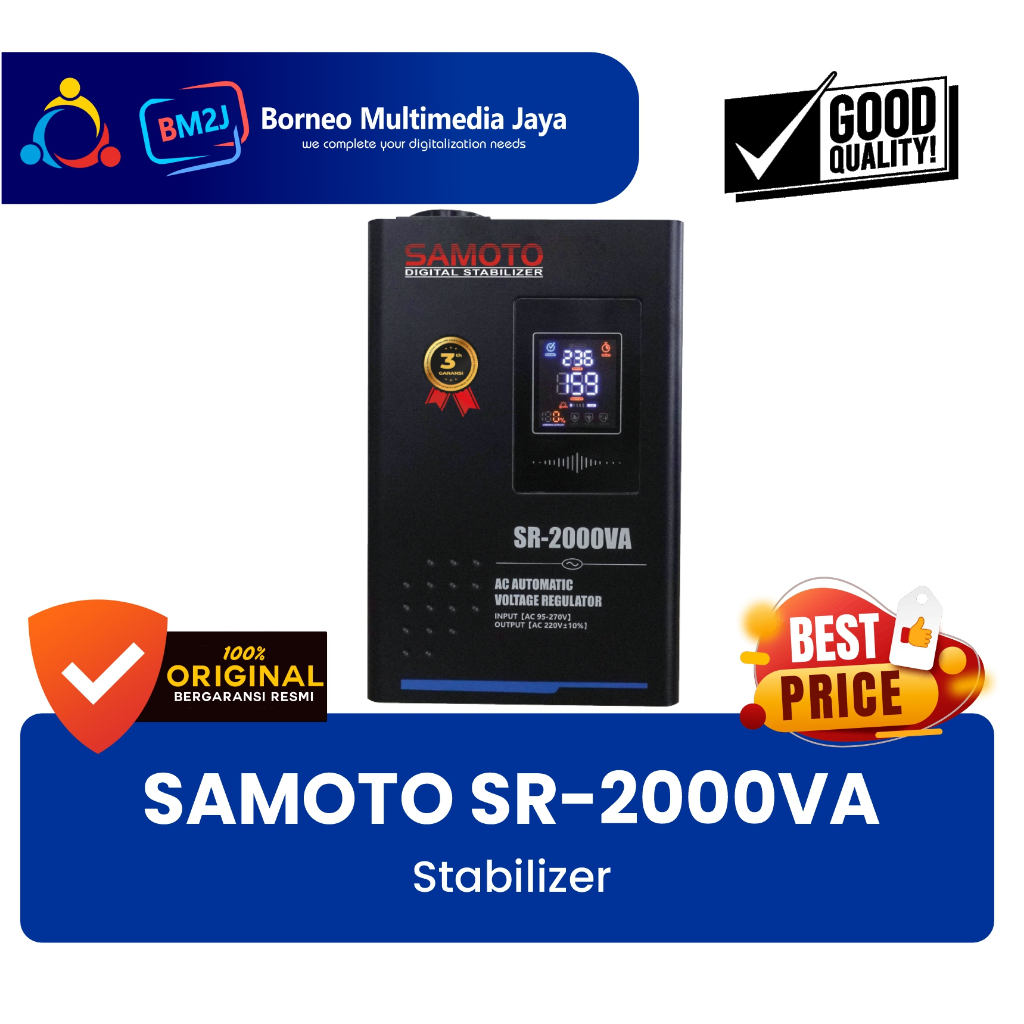Stabilizer SAMOTO SR2000 AVR Stabilizer Relay Type SR2KVA Relay Controlled Series SR-2000VA SR2000 /