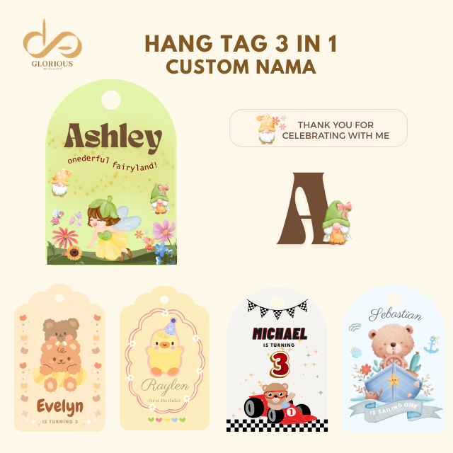 

Custom Hang Tag 3 in 1 Free Rantai Hang Tag Custom Souvenir Ulang Tahun
