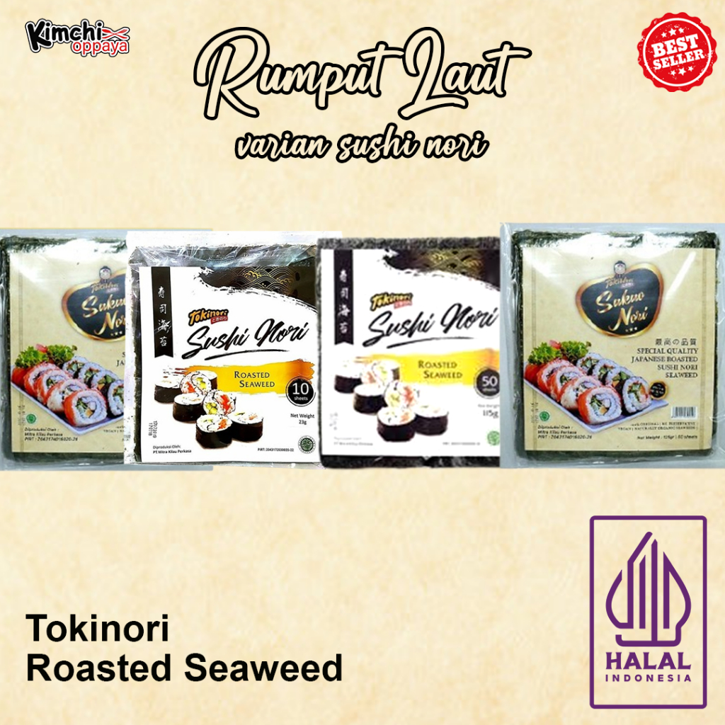 

Rumput Laut Kimbab Sushi Semua Varian Tokinori 50s, 10s, Sakao Special 50s, 10s, 5s