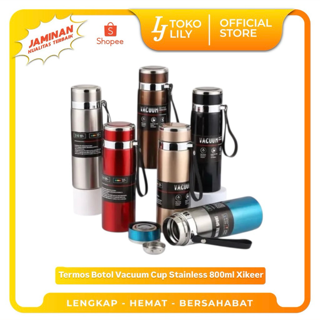 Termos Botol Vacuum Cup Stainless Dengan Tali Sus 316 800ml Xikeer