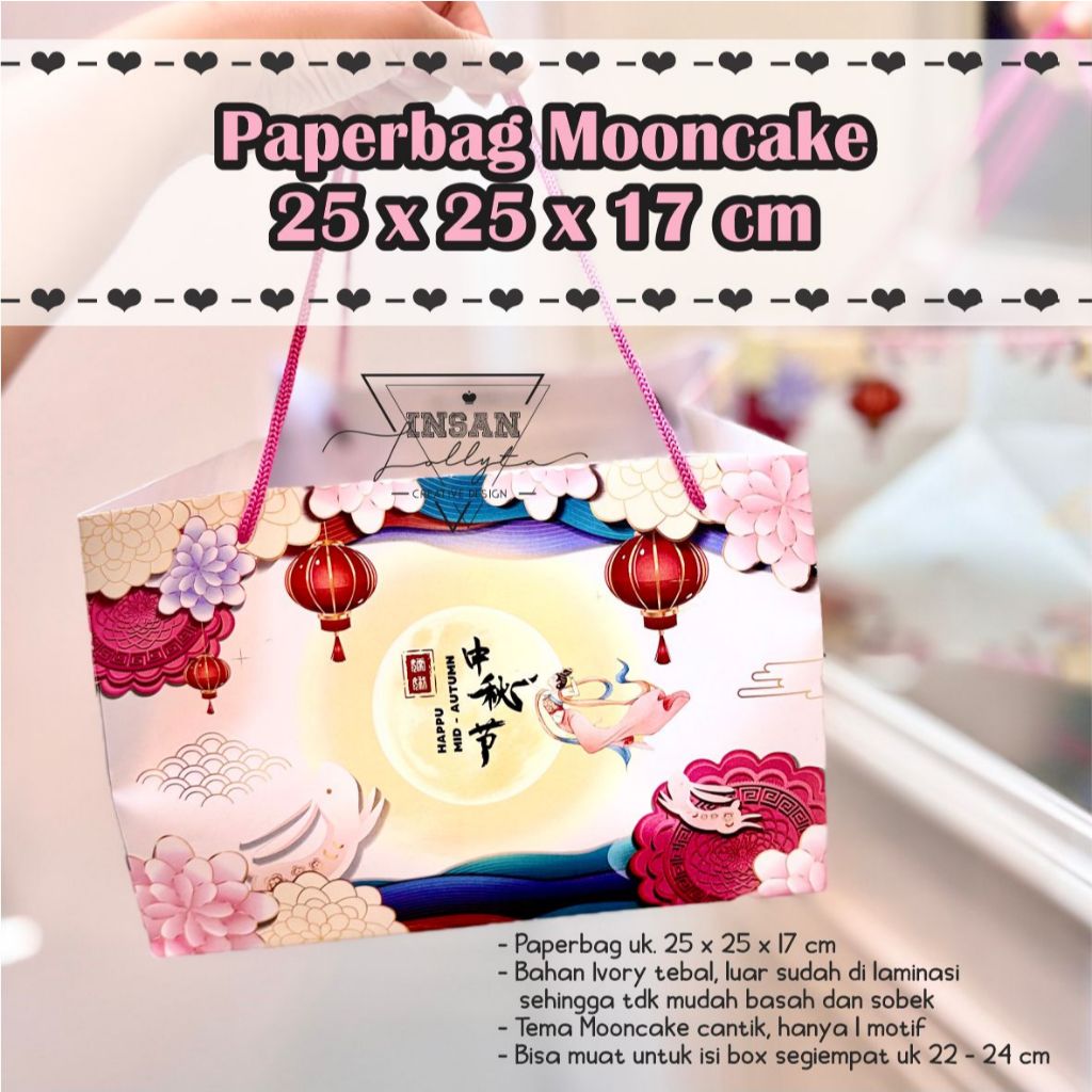 

Paperbag Mooncake uk. 25 x 25 x 17 cm Motif Pearl Moonlight