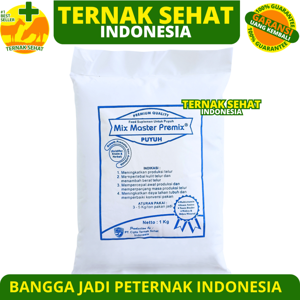 MIX MASTER PREMIX PUYUH PETELUR 1KG - Suplemen Pakan Meningkatkan Produksi Telur & Berat Telur Puyuh