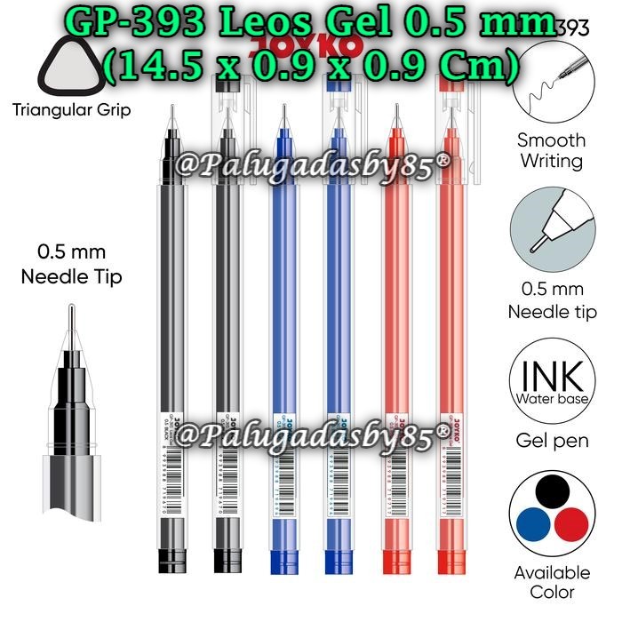 

(1 Biji) GROSIR Gelpen Joyko GP-393 Leos Gel 0.5 Gel Pen Hitam / Bolpen Joyko GP-393 (1 Biji)