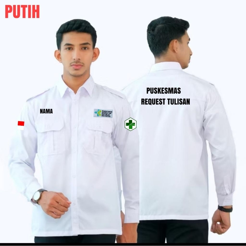 Kemeja PUSKESMAS seragam puskesmas Baju pdh PUSKESMAS full Bordir Request puskesmas bordir