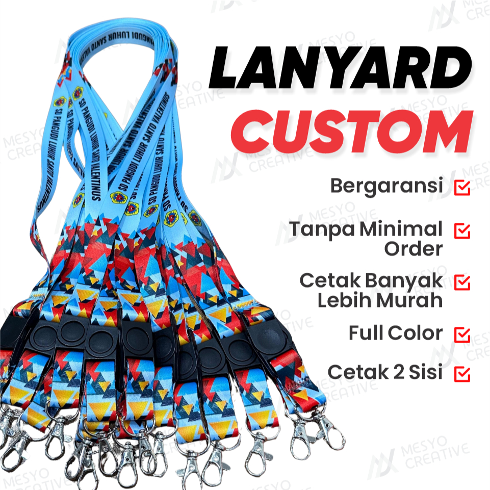 

(BISA SATUAN) TALI LANYARD CUSTOM PROSES 1 - 2 HARI / Printing 2 sisi full color / Cetak Tali