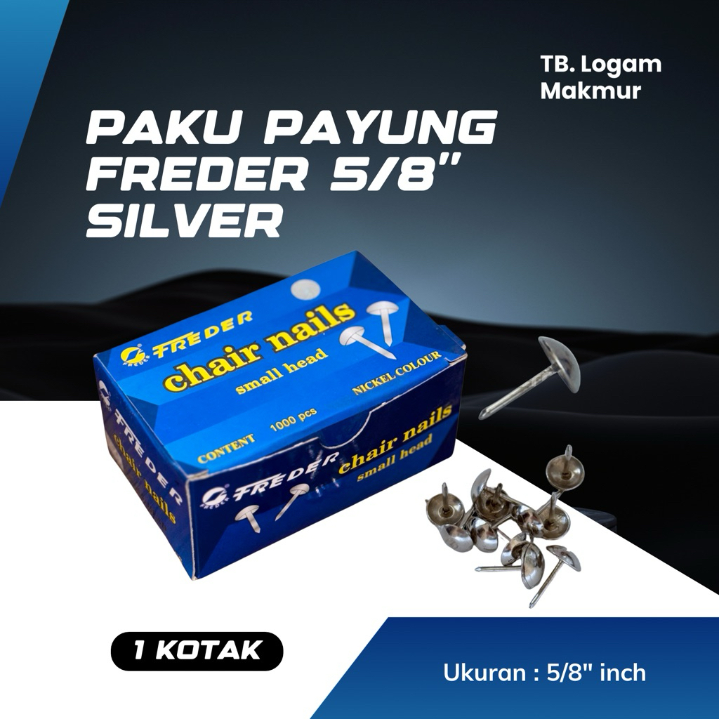 FREDER Paku Payung Kecil Pines Chair Nails 5/8 inch Silver Cokelat Kembang Bunga - 1 kotak
