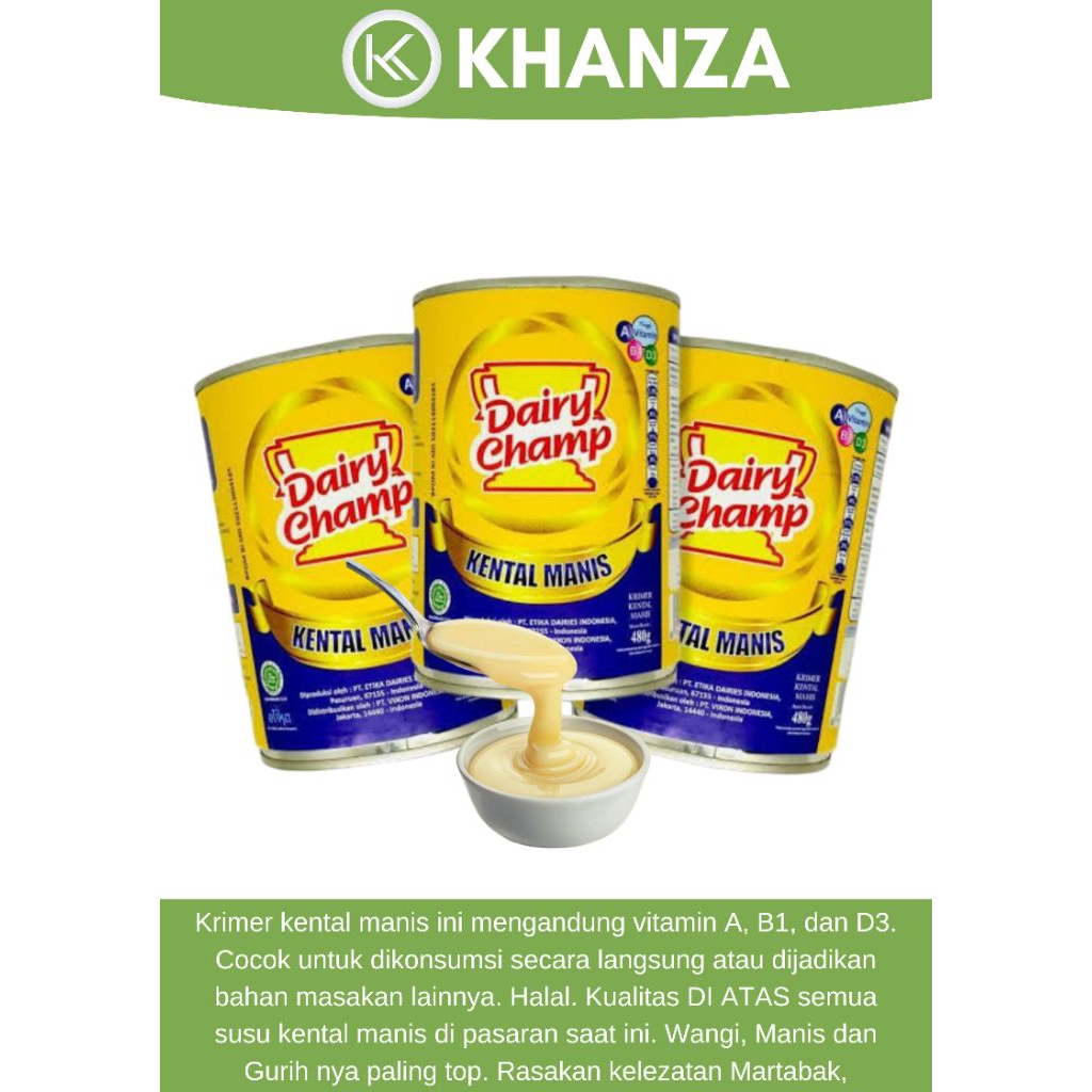

SKM Susu Krimer Kental Manis Dairy Champ Kemasan Kaleng 480gr