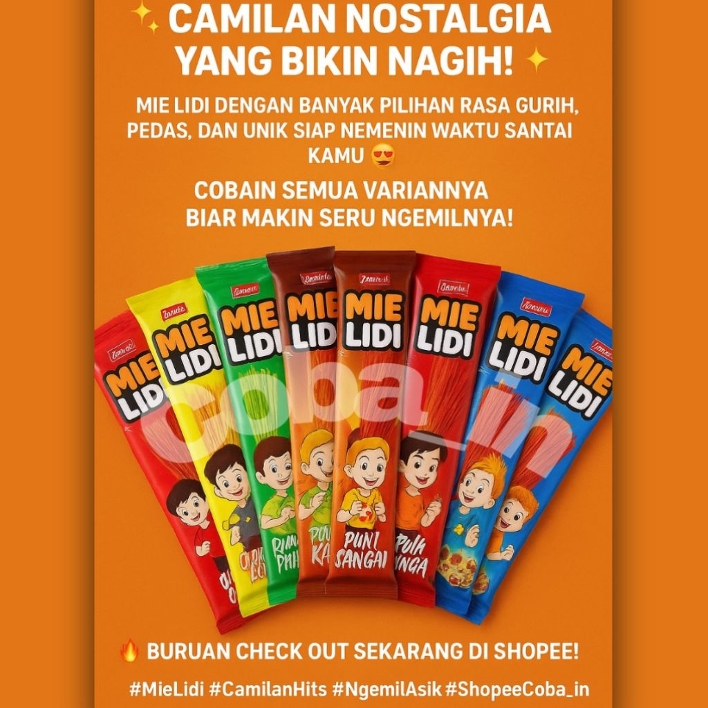 

MIE LIDI VIRAL 12pack Kemasan Ekonomis Dengan banyak variant rasa HALAL MUI Berijin BPOM