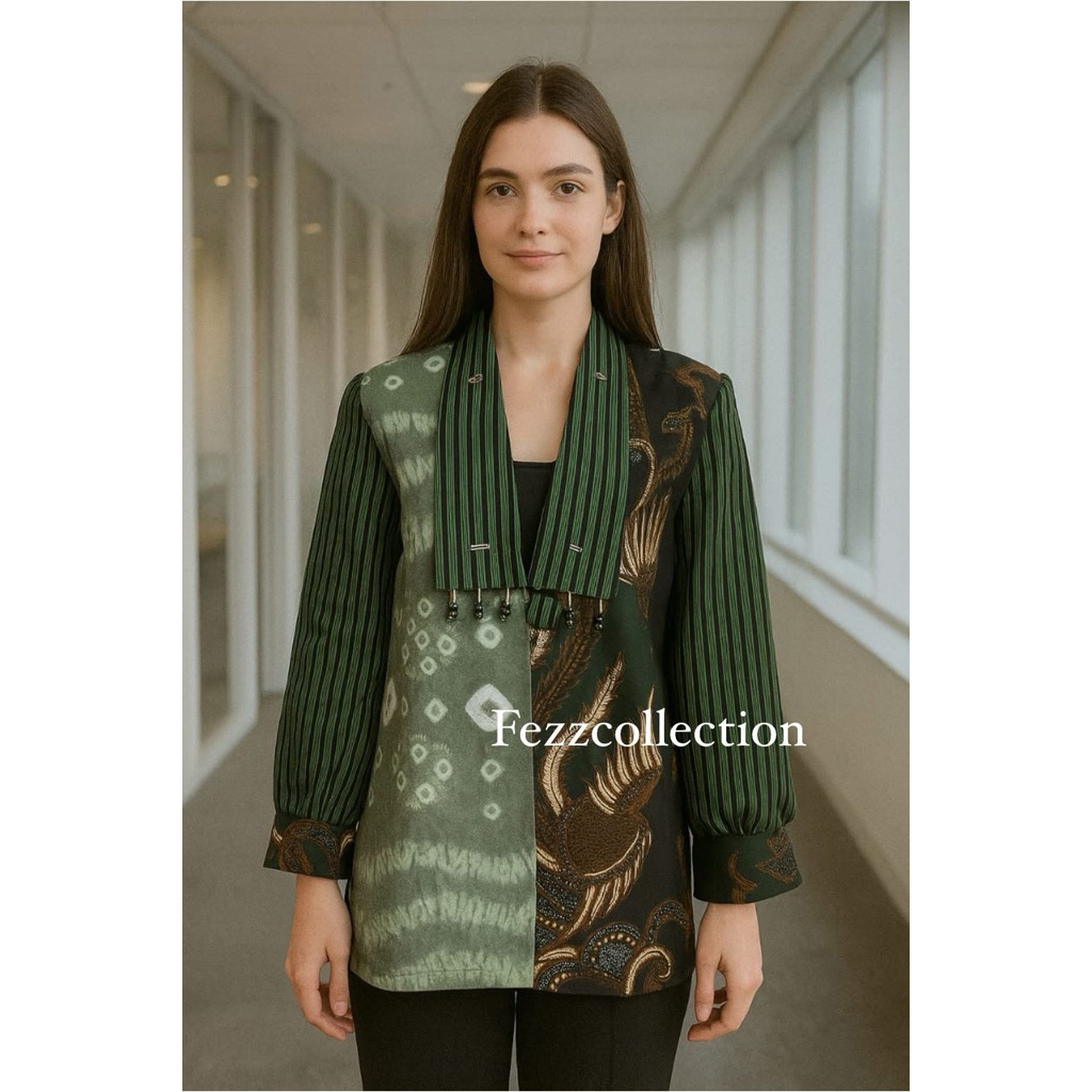 blazer jumputan batik lurik