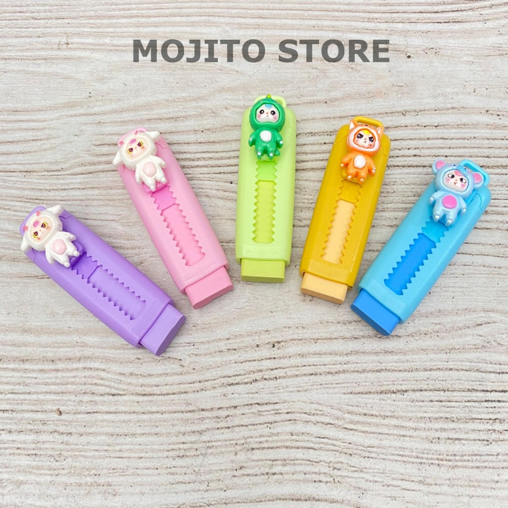 

PENGHAPUS MODEL CUTTER BABY THREE HACIPUPU RETRACTABLE PUSH PULL ERASER SETIP STIP POP MART