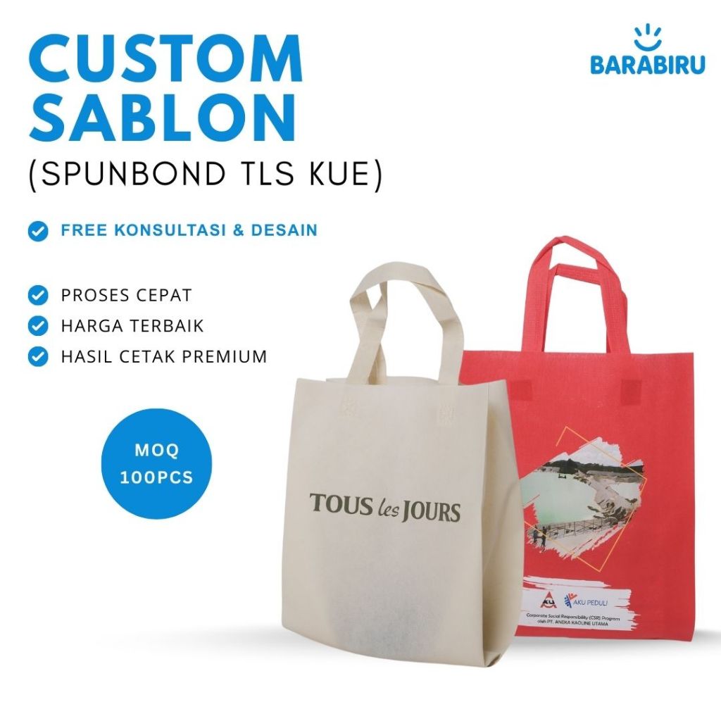 

[ Custom ] Sablon Nama & Logo Tas Spunbond 75 Gsm 25x25x25 TLS Kue – Goodie Bag Souvenir, Tas Belanja, Kemasan Kue & Nasi Kotak, Cake Box