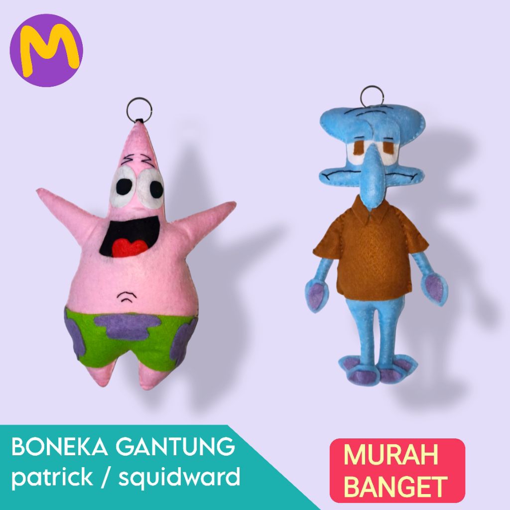 Boneka gantung / Boneka mainan / gantungan tas flanel aneka karakter / patrick / squidward