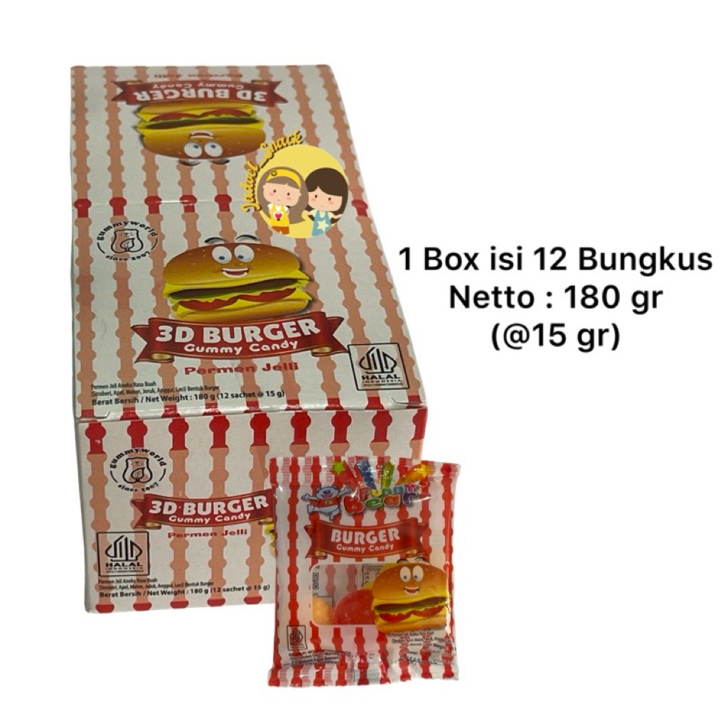 

3D Permen Gummy 12 x 15gr Rasa Buah | Permen Kenyal & Lunak by Jadoel_Snack