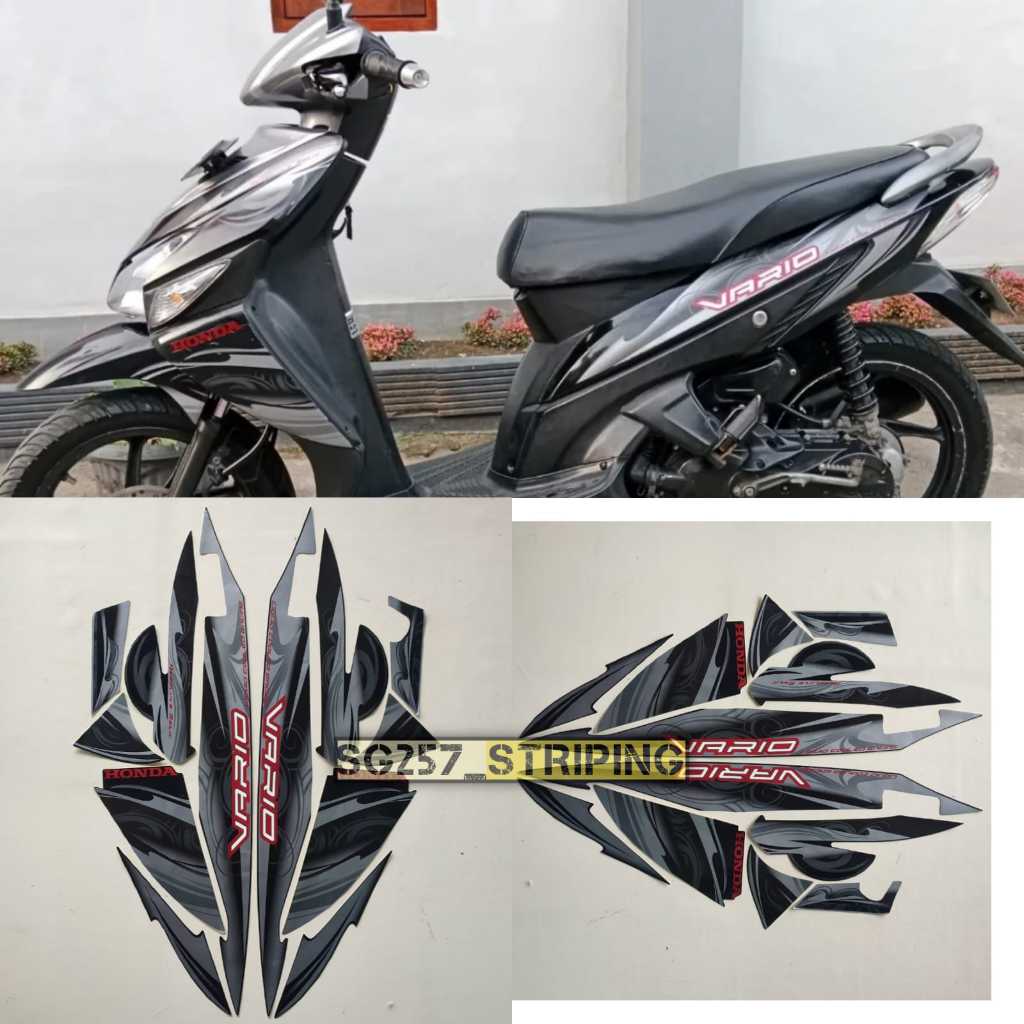 Striping Stiker Motor Honda Vario 110 Karbu 2010 Hitam Standar Berkualitas