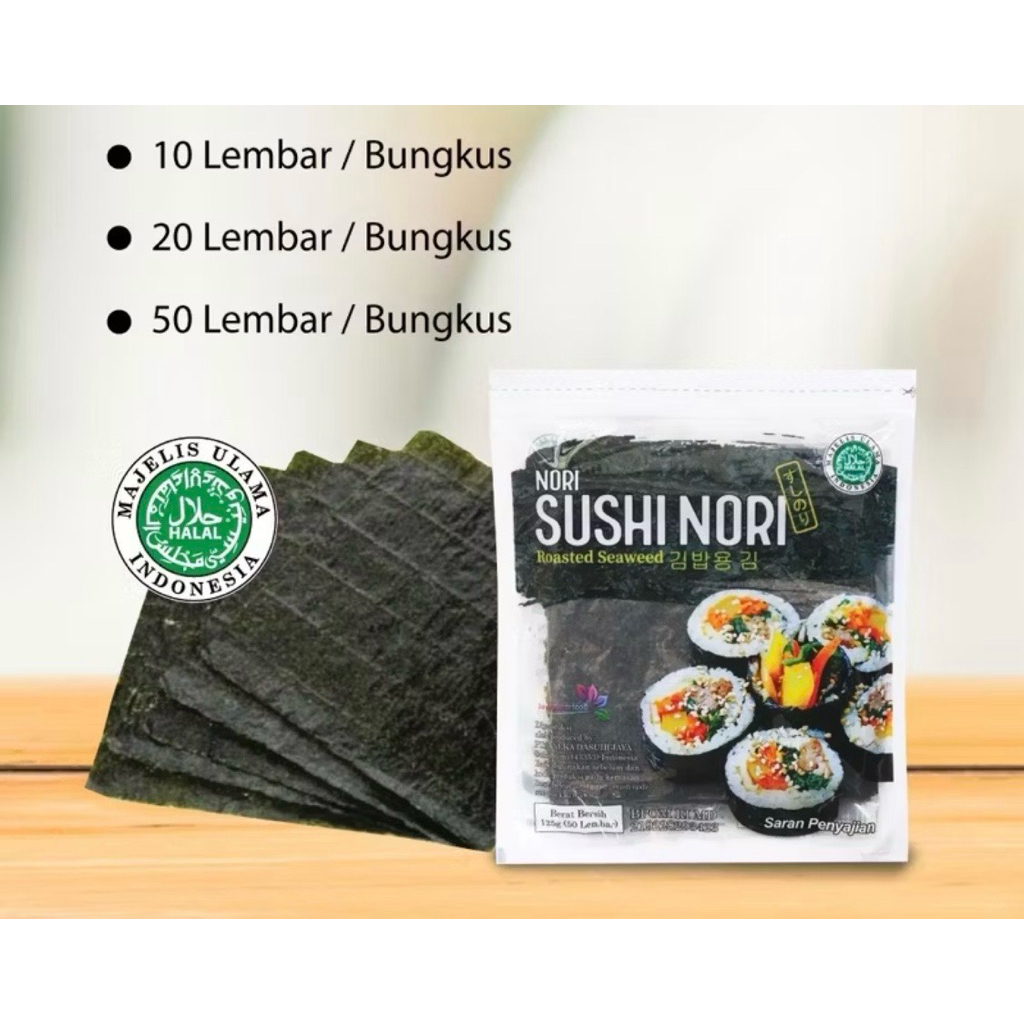 

Sushi Nori HALAL Seaweed 50 Lembar Rumput Laut Sushi Untuk Kimbab/ Gimbab