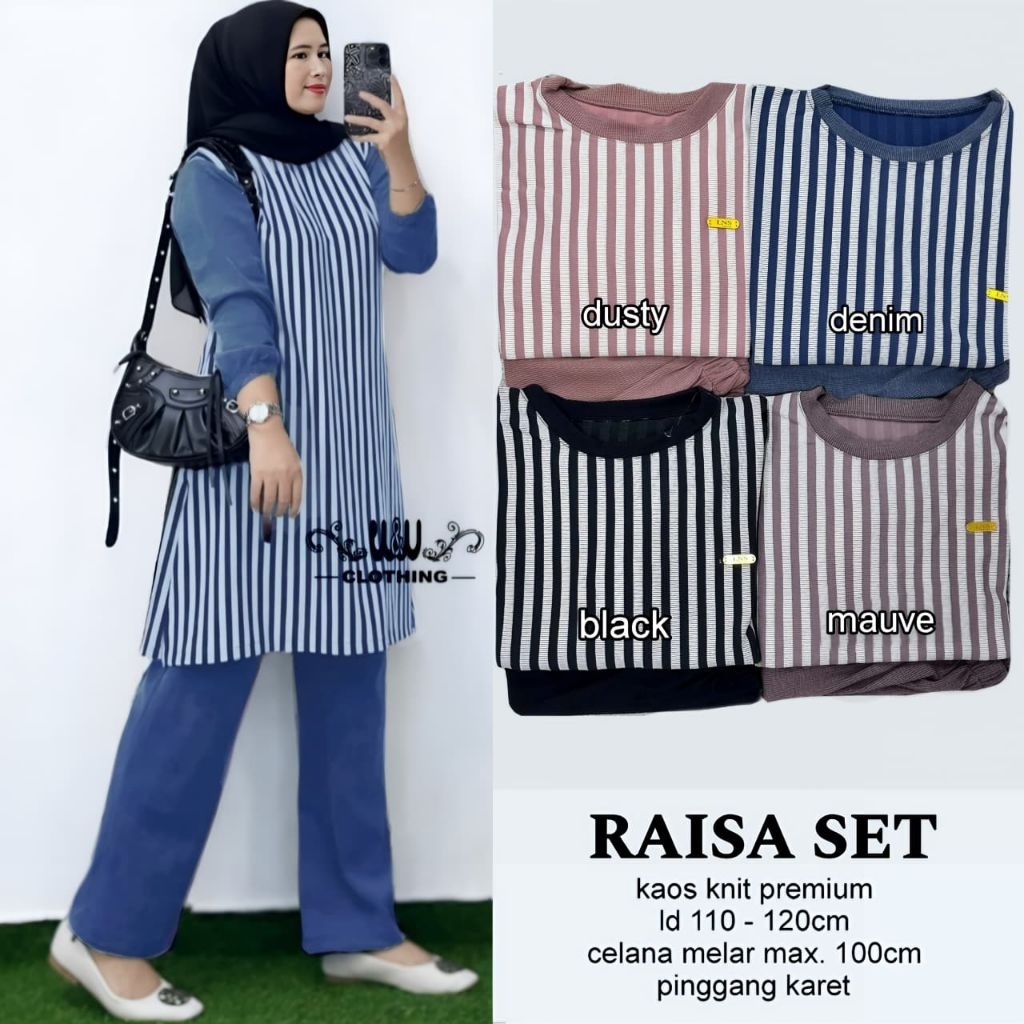 inara raisa one set tunik w&w n&d long tunik knit jumbo one set jumbo xl L setelan kulot wanita fash