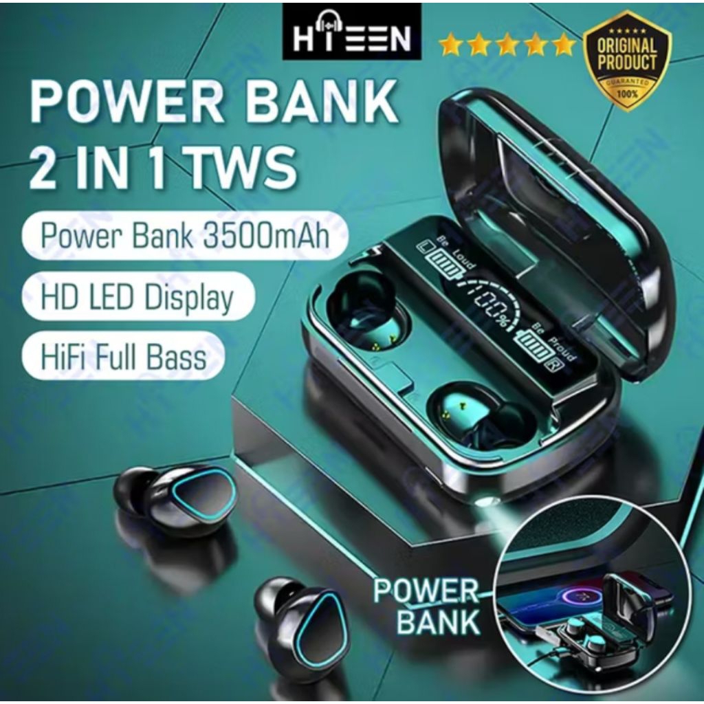 Headset Bluetooth M10 Tws Digital Indicator V5.3 BT Wireless