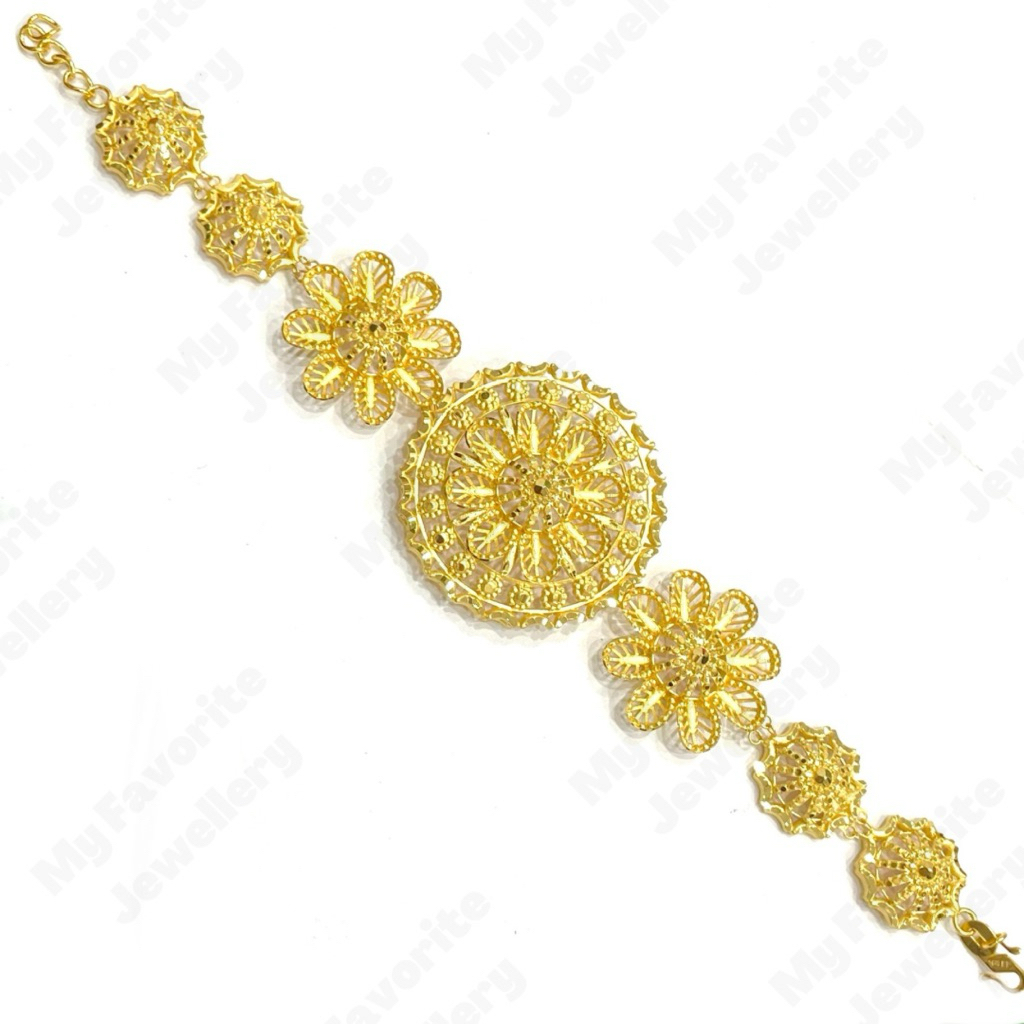 Gelang Fancy Papan Bunga Emas TERLARIS Asli Kadar 700