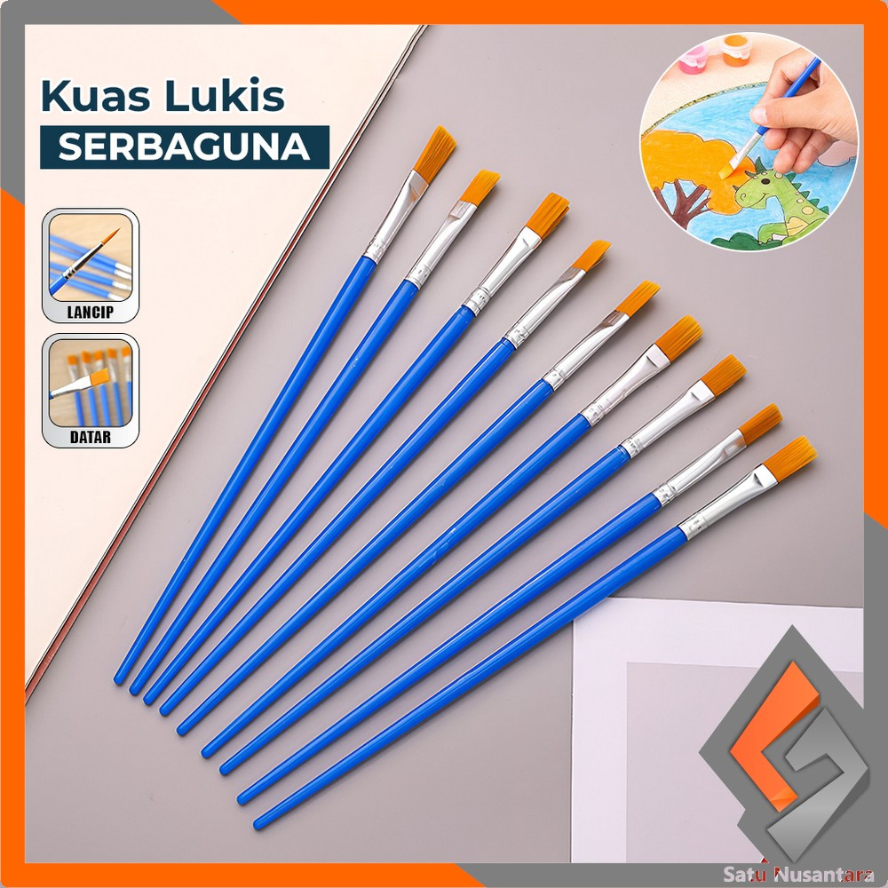 

EC SN-A98 Kuas Lukis Cat Air Paint Brush Nilon Ujung Pointed dan Flat / Kuas Kecil Lancip Datar Art Brush Cat Minyak Akrilik