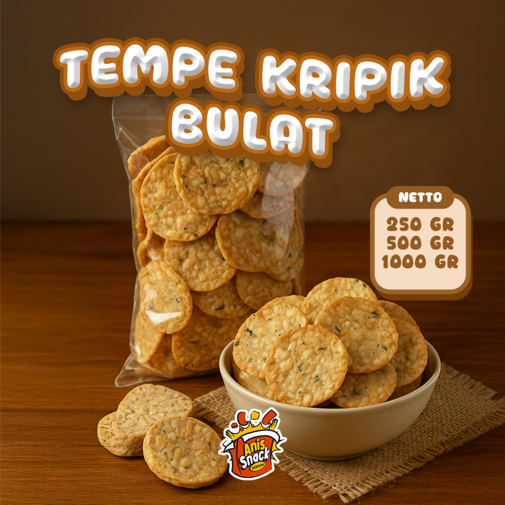 

Tempe Kripik Bulat - Kotak - Gembus / Tempe Goreng Kripik Renyah / Keripik Tempe Goreng