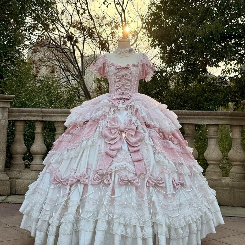 WEDDING ROCOCO VINTAGE DRESS PINK