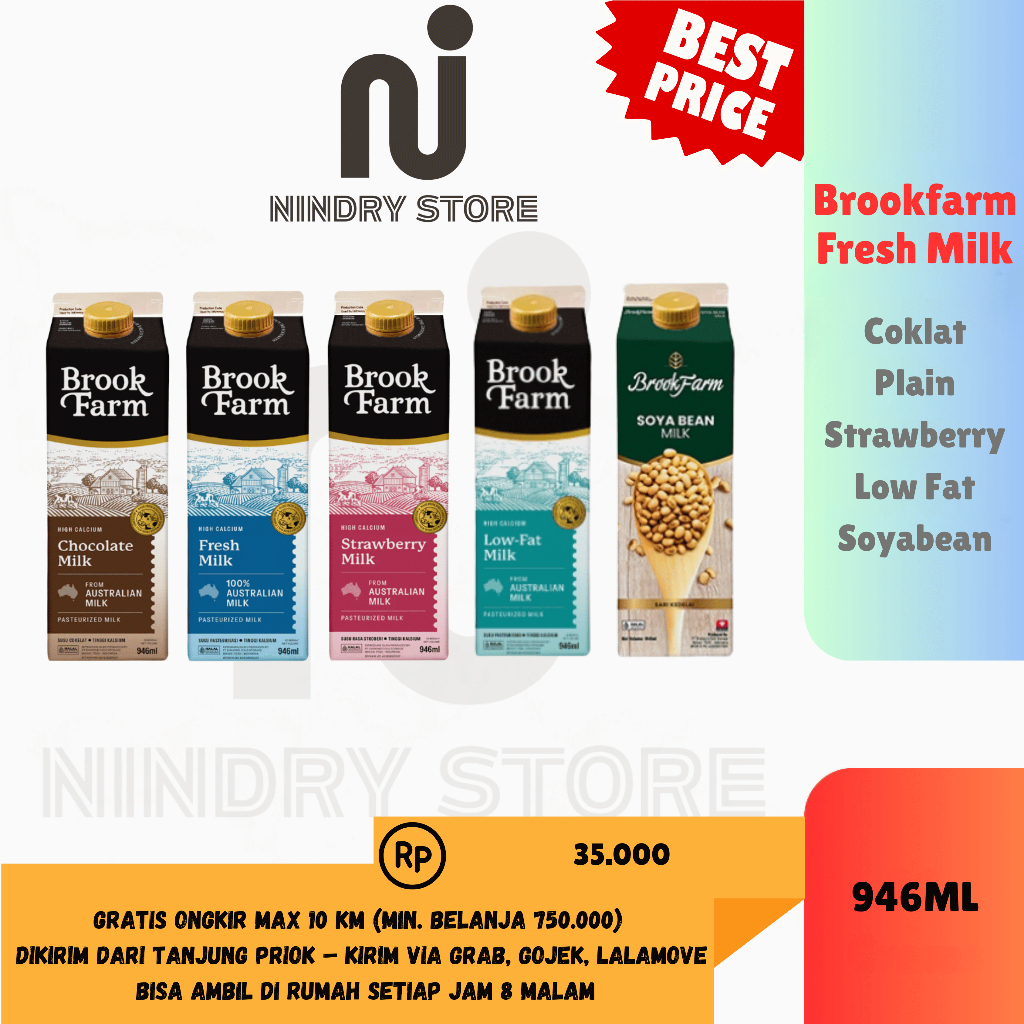 

Brookfarm Fresh Milk 946ml – Chocolate / Plain / Strawberry / Low Fat / Soya Bean | Nindry Store