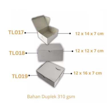 

Dus Snack Box Duplex 310 Gsm Polos Putih - Tokodus Cimahi