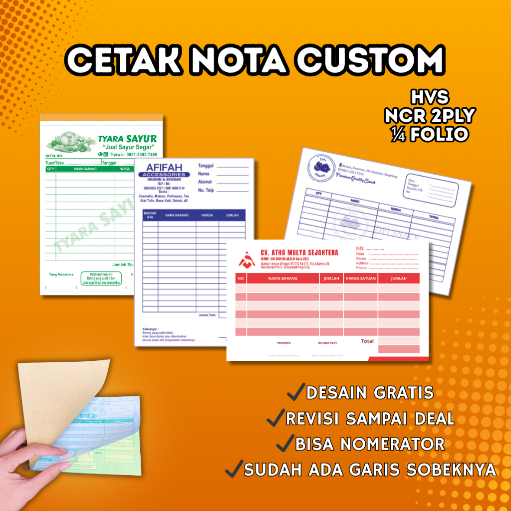 

Nota Custom HVS NCR 2PLY | Nota Custom Per Bendel