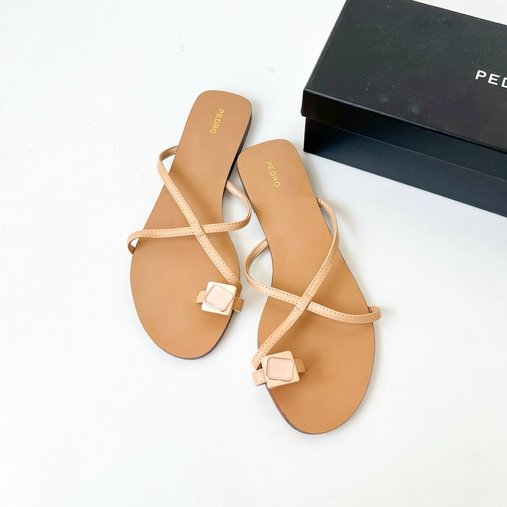 Sandal Pedro flat coklat nude