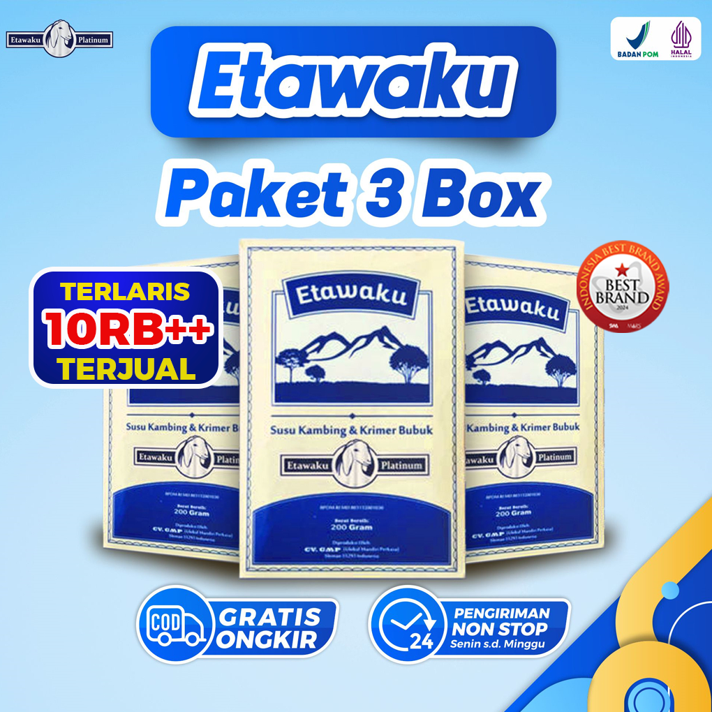 

PROMO Etawaku Paket 3 Box - Susu Etawa Sembuhkan Masalah Pernapasan Asma Sesak Napas Bronkhitis Radang Paru Paru Original