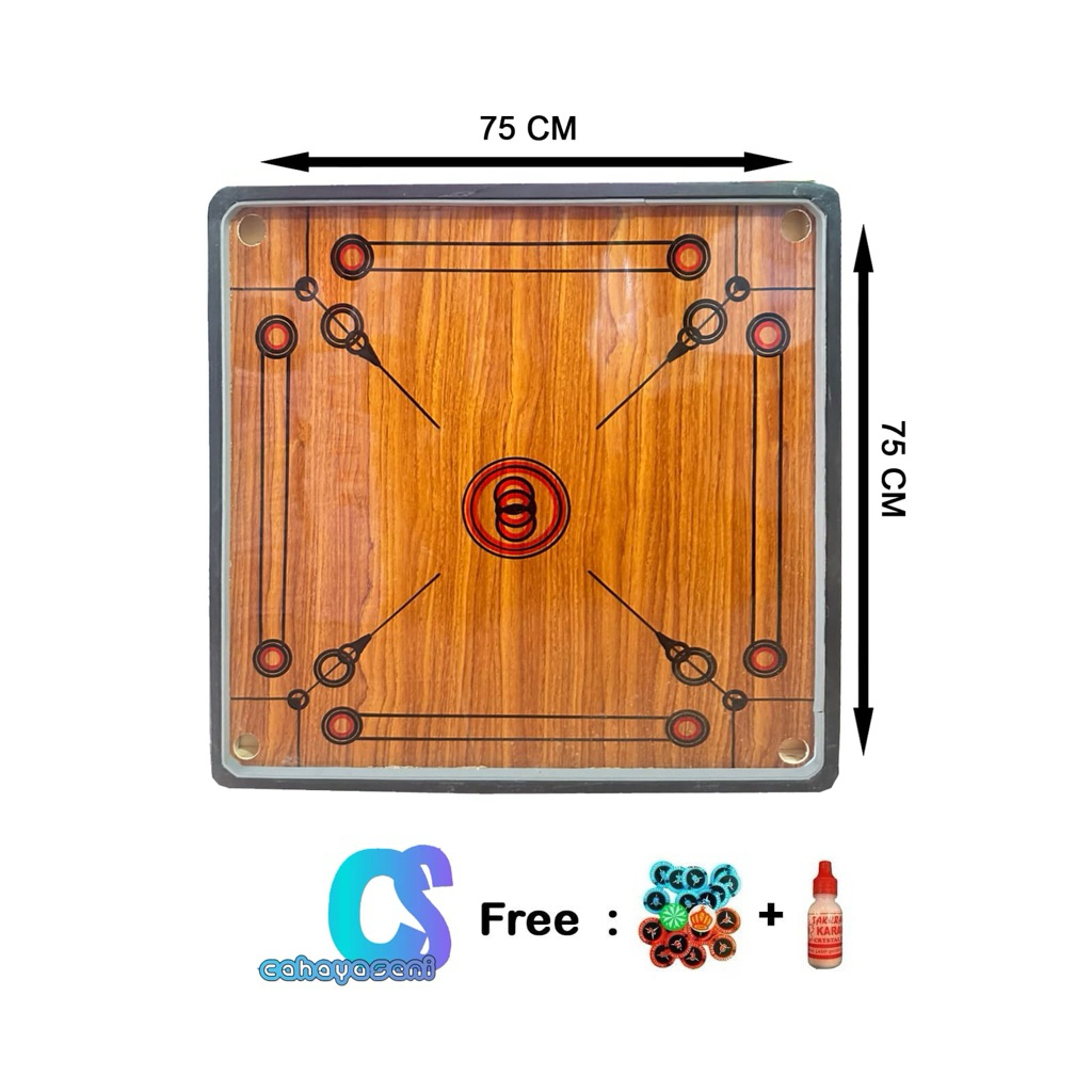 PAPAN KARAMBOL UKURAN 75x75 FREE BIJI KARAMBOL & CRYSTAL