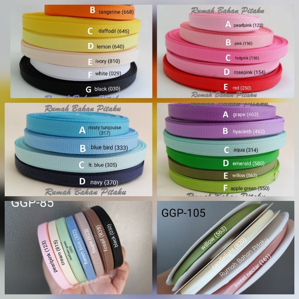 

Pita GG Grosgrain Import Premium 1/4" (6mm), Harga Per-Rol | Banyak Warna | Pita DIY Aksesoris / Craft / Kado
