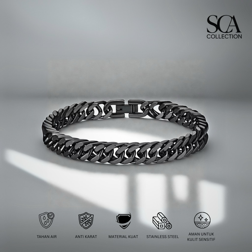 Gelang Pria Rantai Black Titanium