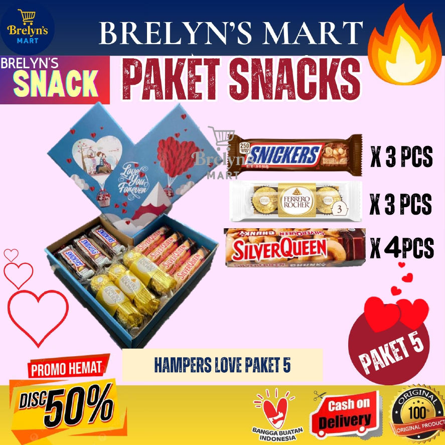 

(HAMPERS LOVE) VERSI 5 : SILVERQUEEN, FERRERO ROCHER, DAN SNICKER MURAH