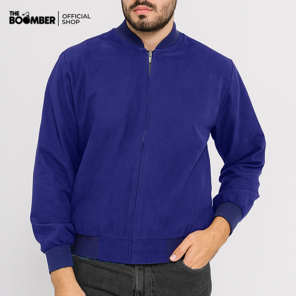 THE BOMBER Jaket Bomber Pria Basic Leather Suede