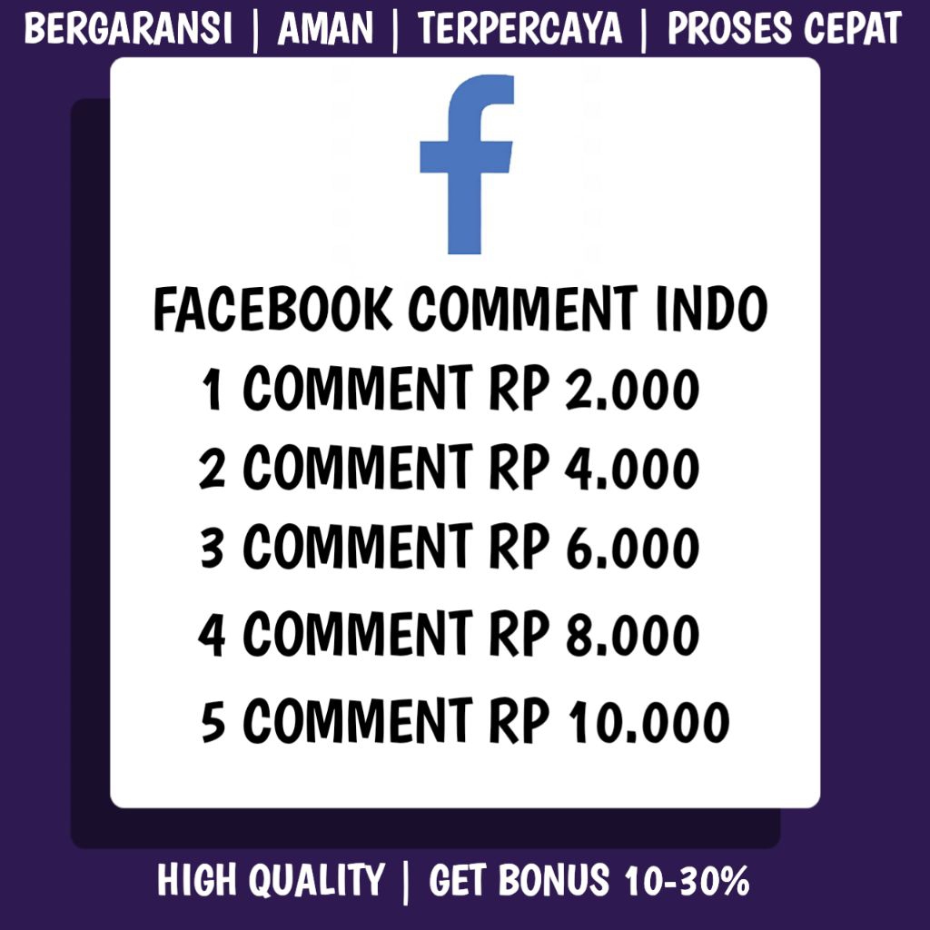 Facebook Comment Custom Indonesia Termurah Real Aktif Permanen No Drop Bonus++