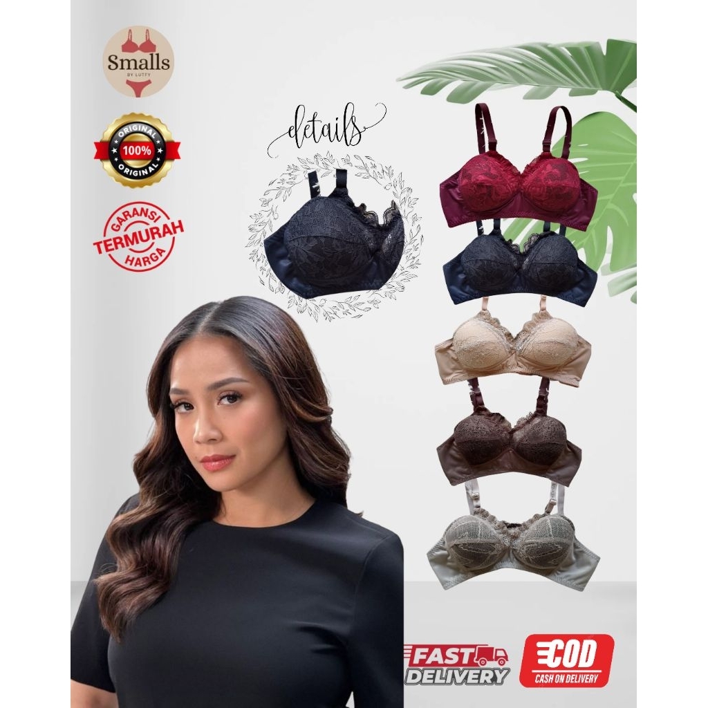 (12 pcs 1 lusin) Bra Bh Wanita Brukat Busa Tipis Tanpa Kawat Motif Renda Free 1 Cd Renda