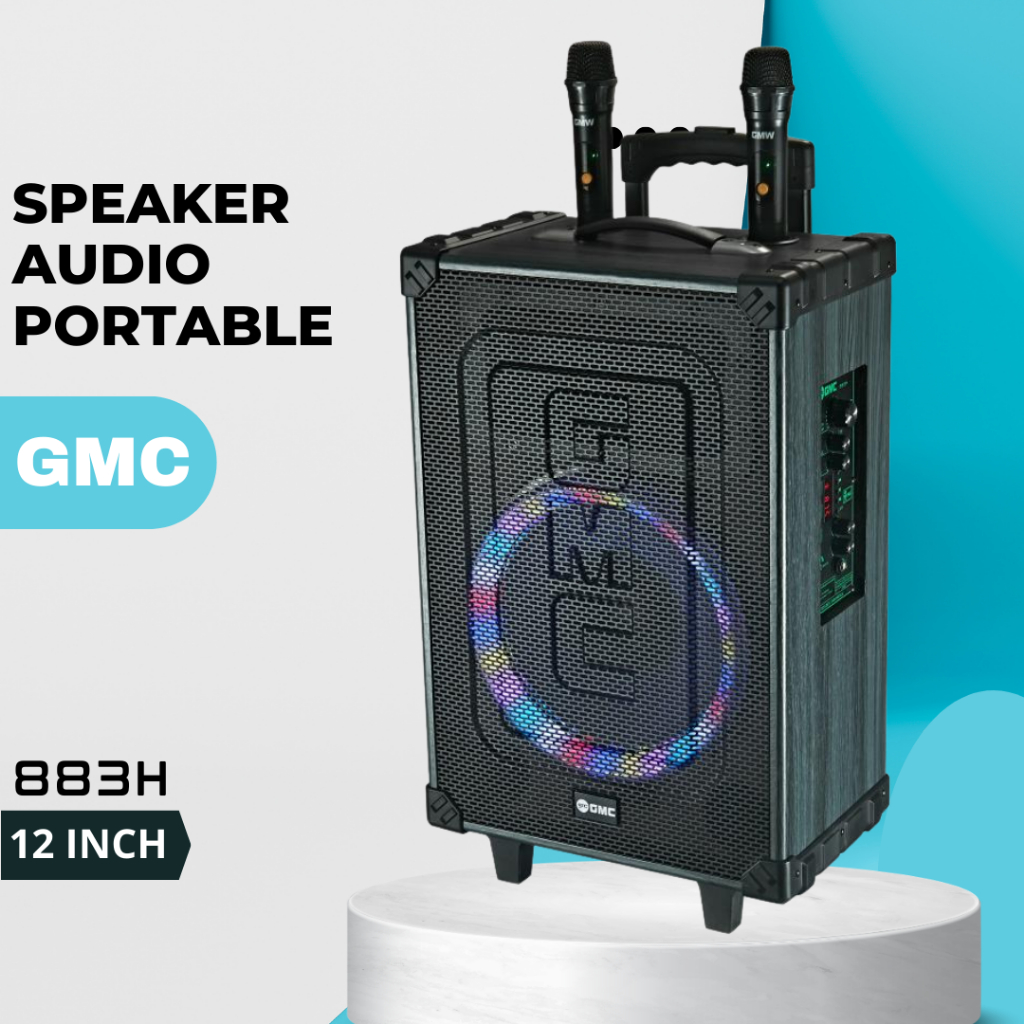 Speaker Karaoke Speaker 12" GMC 883H – Bluetooth " – 130W, USB, SD, TF, AV/AUX In, FM Radio, 2 Mic