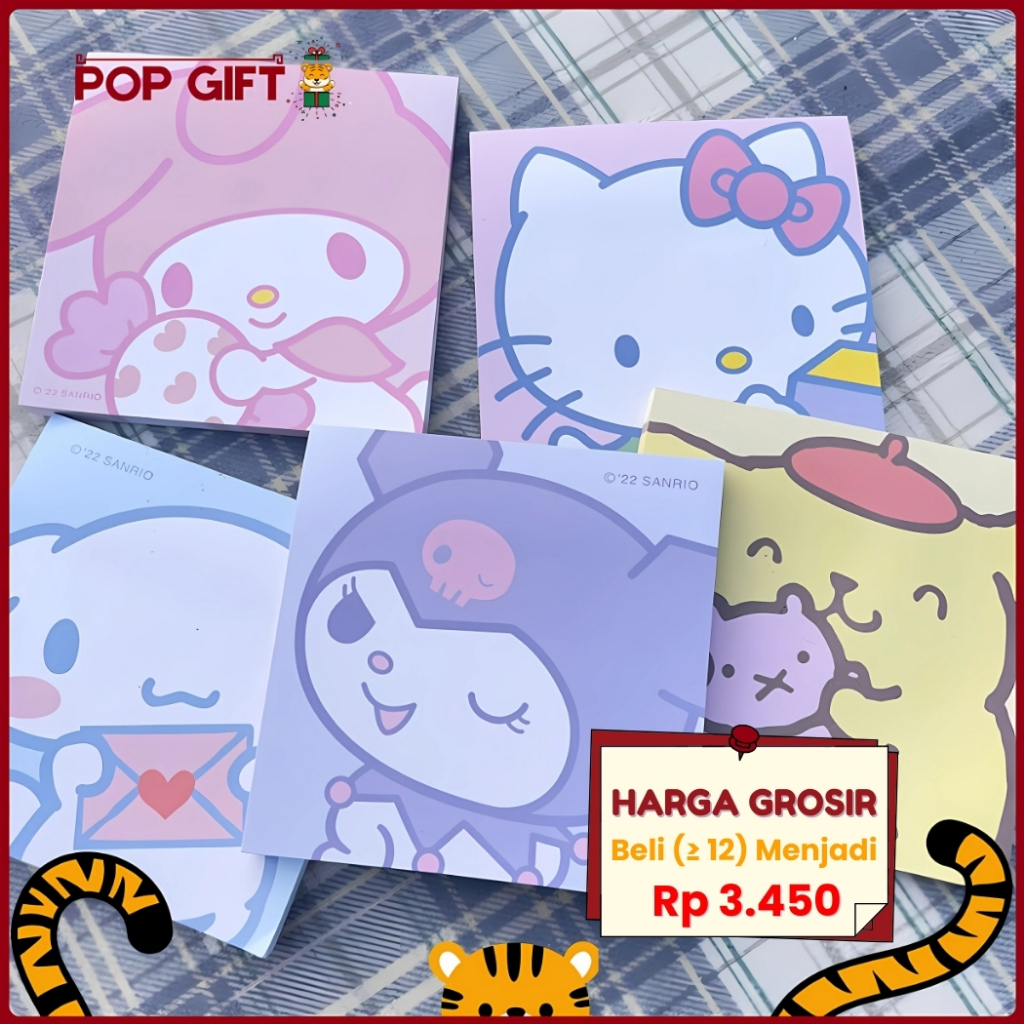 

PG 80 Lembar Sticky Notes Kertas ATK Notepad Alat Sekolah Alat Tulis Memo Karakter Sanrio Lucu MB26