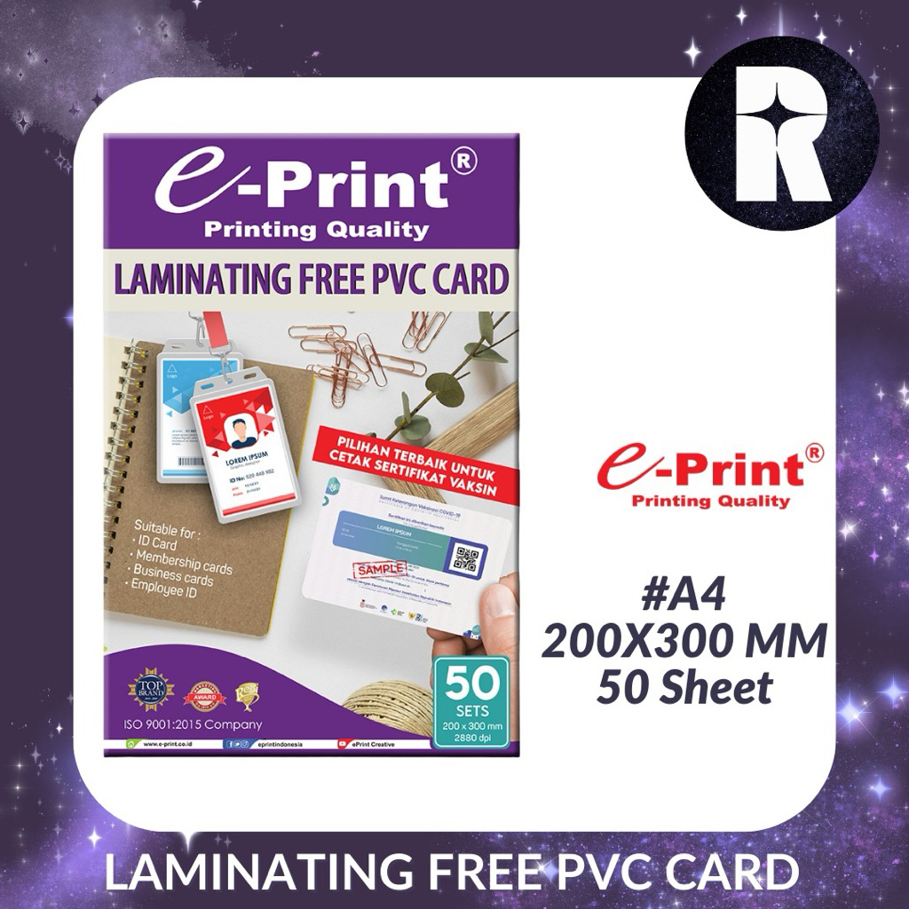 

E-PRINT KERTAS LAMINATING PVC CARD A4 200 X 300 MM - 50S