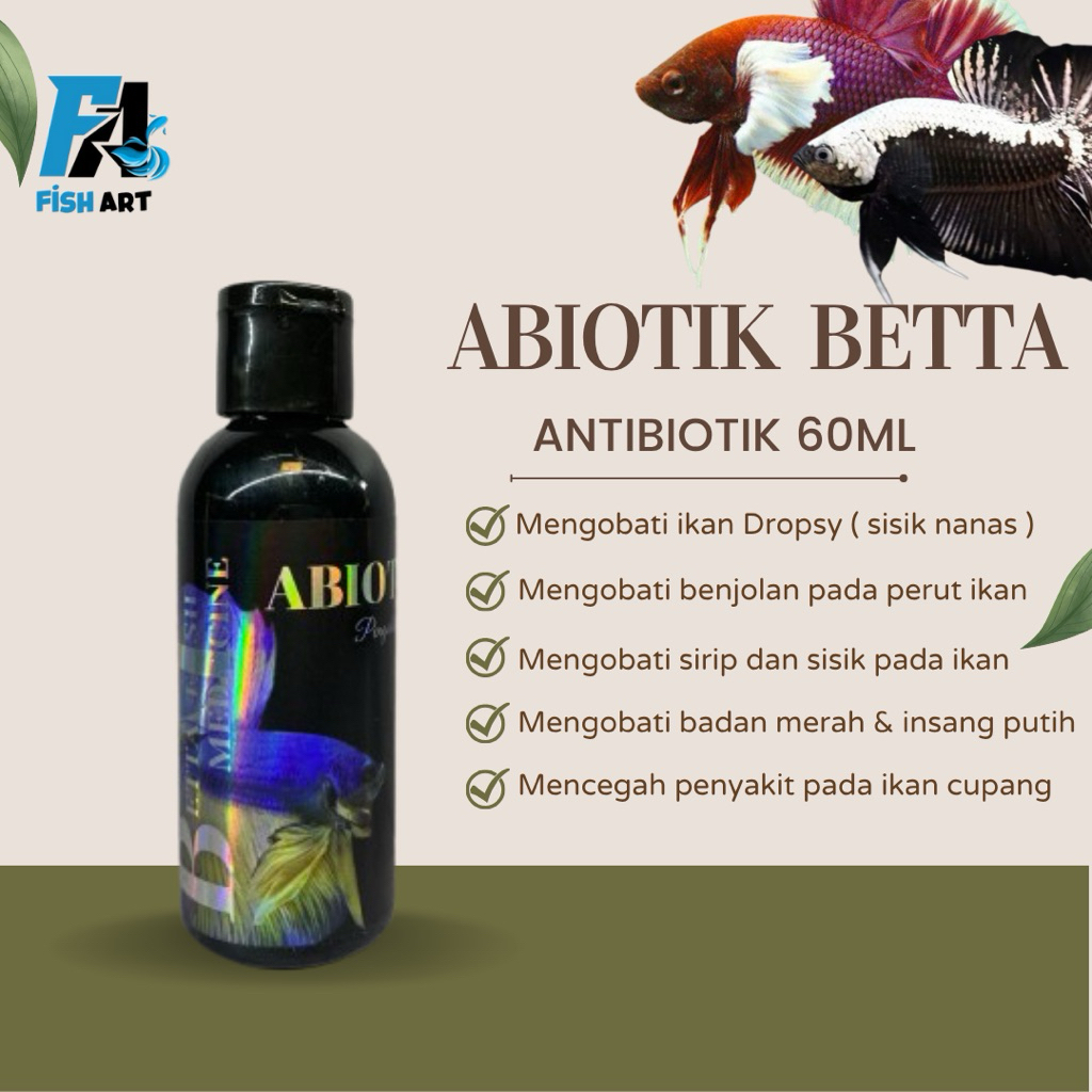 Fish Art • Obat Antibiotik Ikan Cupang | Abiotik Betta 60ml | Obat Antibiotik Ikan Cupang