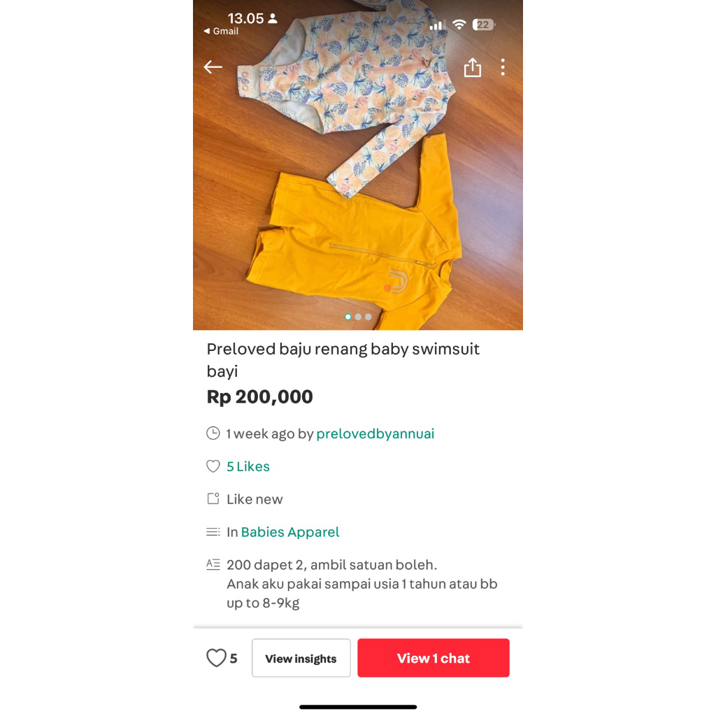 preloved swimsuit baby