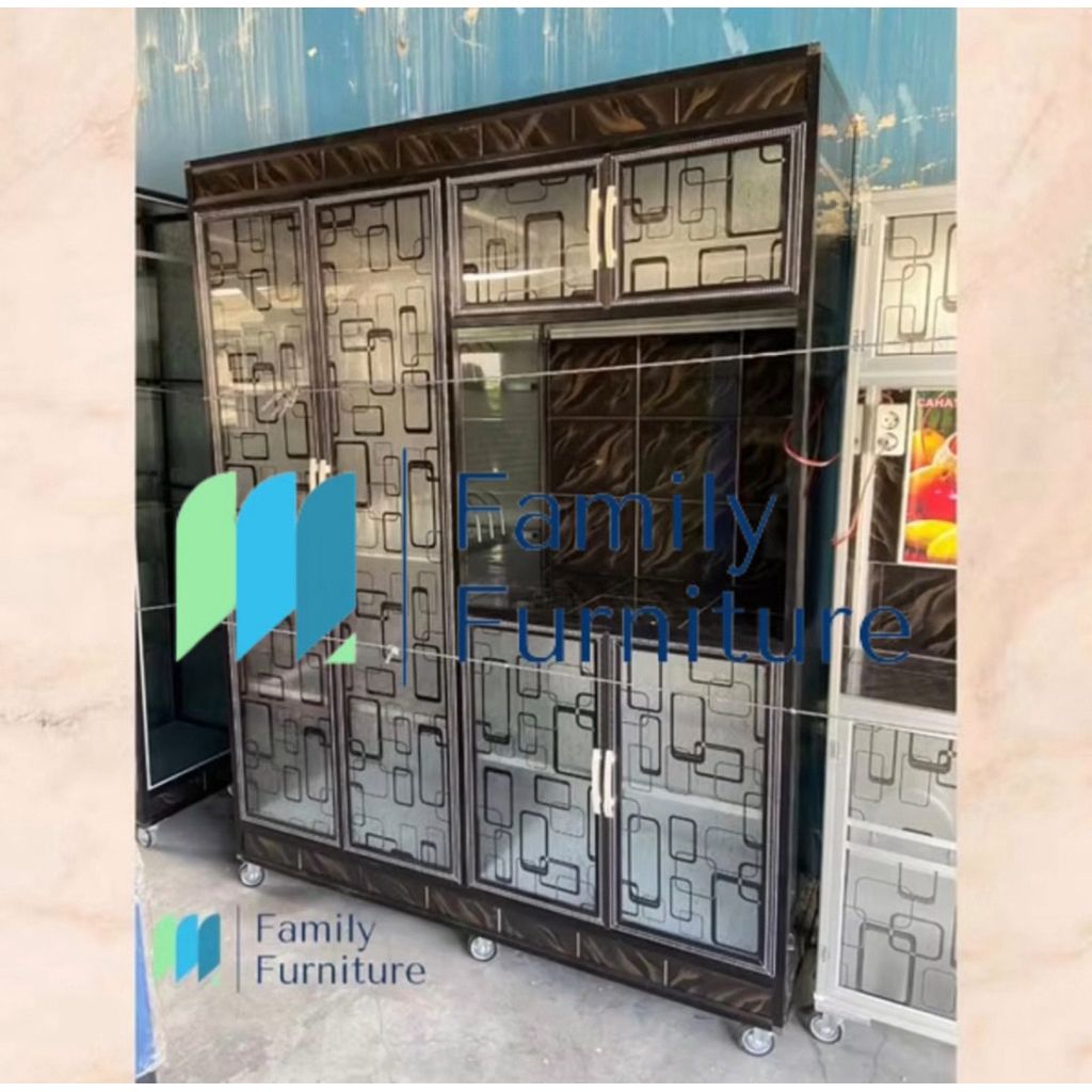 Lemari Rak Piring 4 Pintu Jumbo Corak Tempahan Aluminium