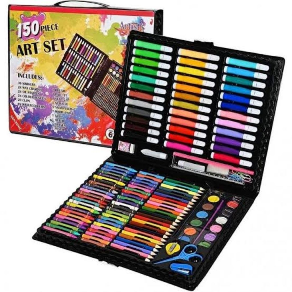 

(150pcs) ART SET 150pcs / perlengkapan mewarnai lengkap 150pcs / crayon,pencil warna, cat air dsb