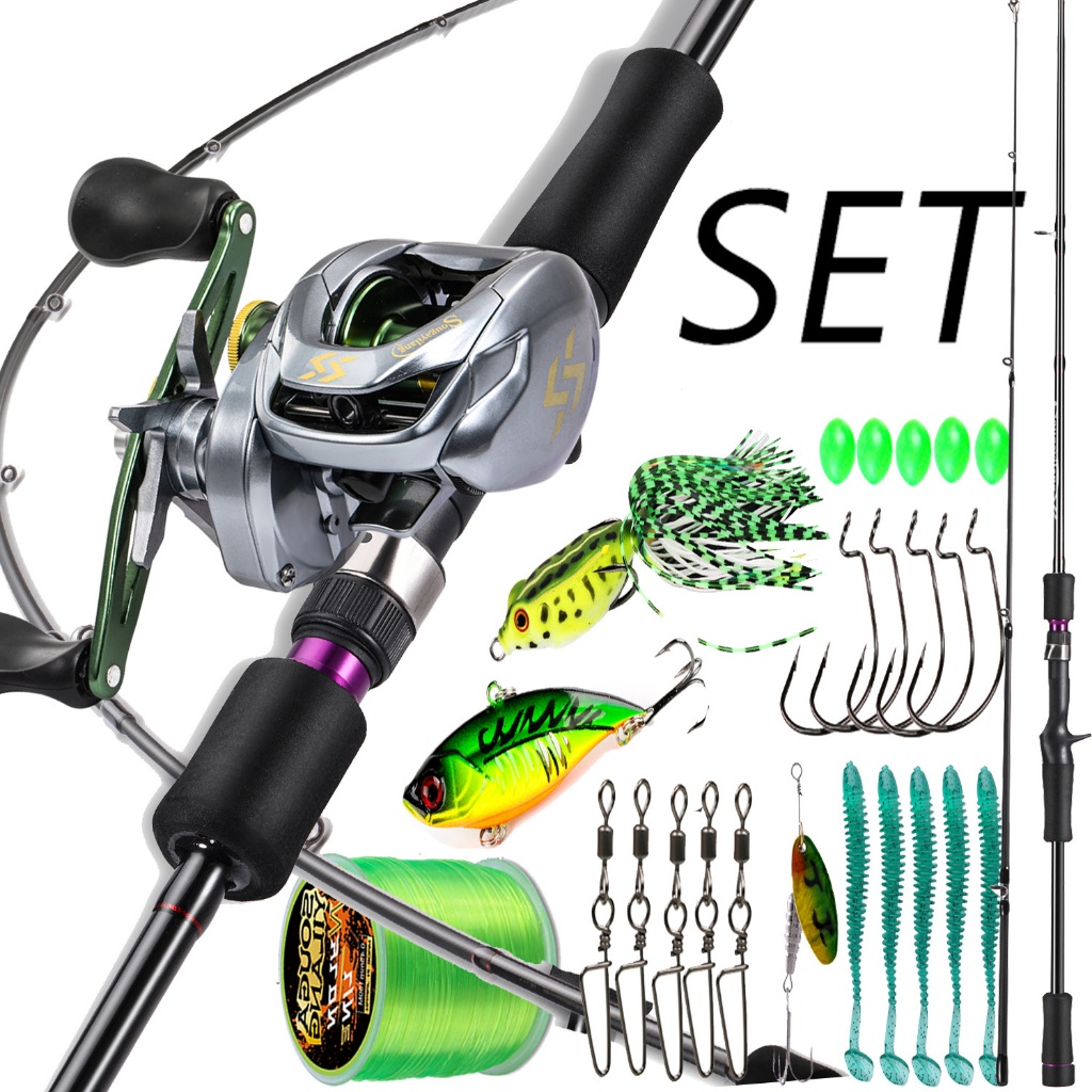 Set Pancing 1 pancing 1,8 m 1 mesin memancing 1 umpan memancing 1 tali pancing pancingan set lengkap