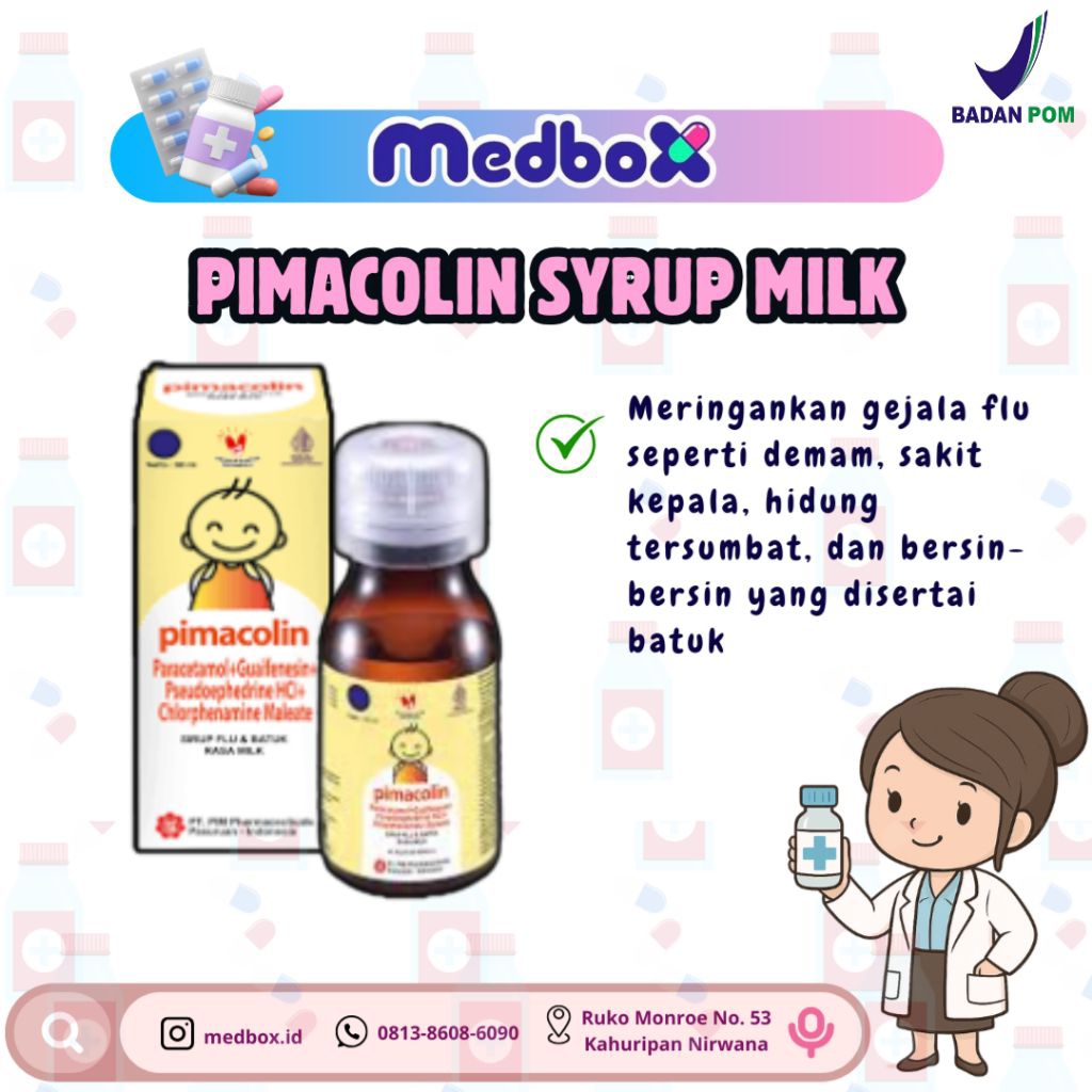 Pimacolin Sirup Milk/Pimacolin Rasa Susu/Obat Batuk & Flu Anak