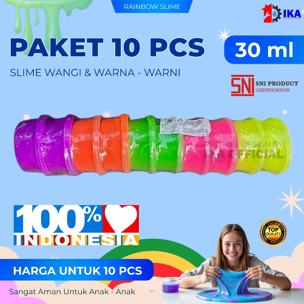 10 Pcs Slime stabilo @ 30 ml jelly mainan anak edukasi SNI / 10 pcs slime kue lapis ember mainan sle