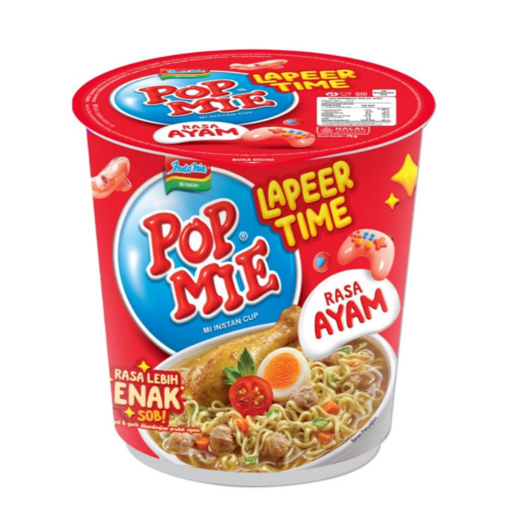 [ 3 Pcs ] Pop Mie Instan Cup 75gr / Ayam / Kari Ayam / Baso / Soto Ayam / Mi Goreng